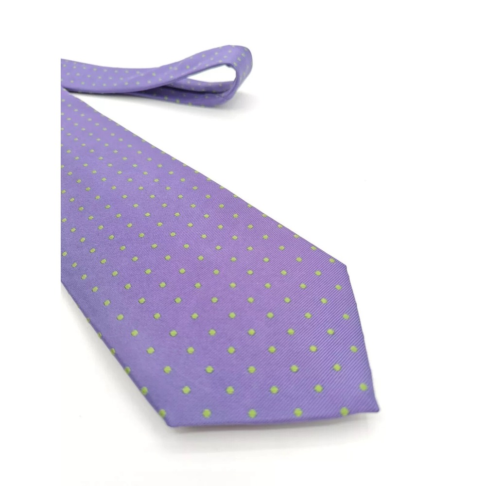 Phillips Handmade Silk Tie Mens Purple Polka Dot USA Woven Designer 58x3.375